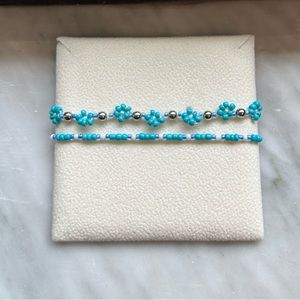 Two Handmade Flower Bead Bracelets